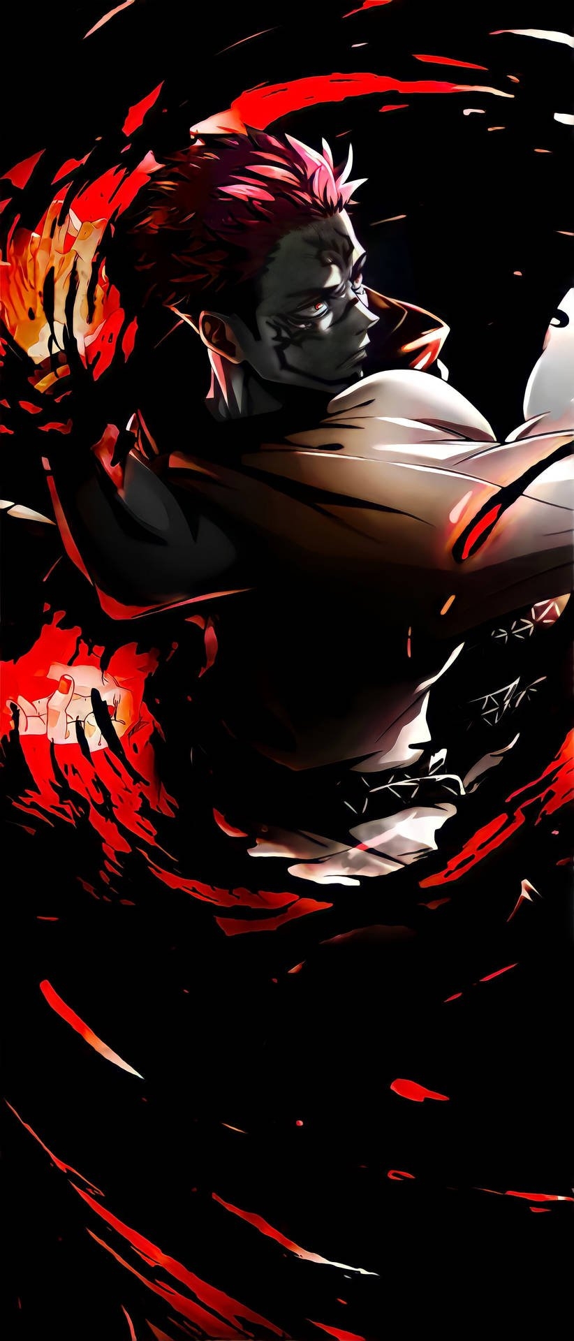 830x1920 Flaming Sukuna Fan Art Wallpaper, Phone