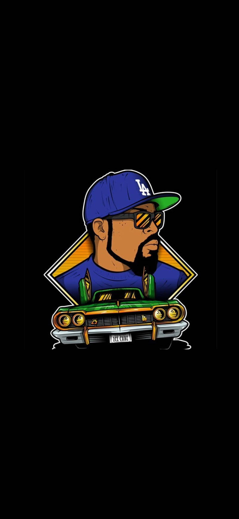 800x1740 Download N.W.A. Ice Cube Hip Hop Artist Cartoon Art Wallpaper, Phone