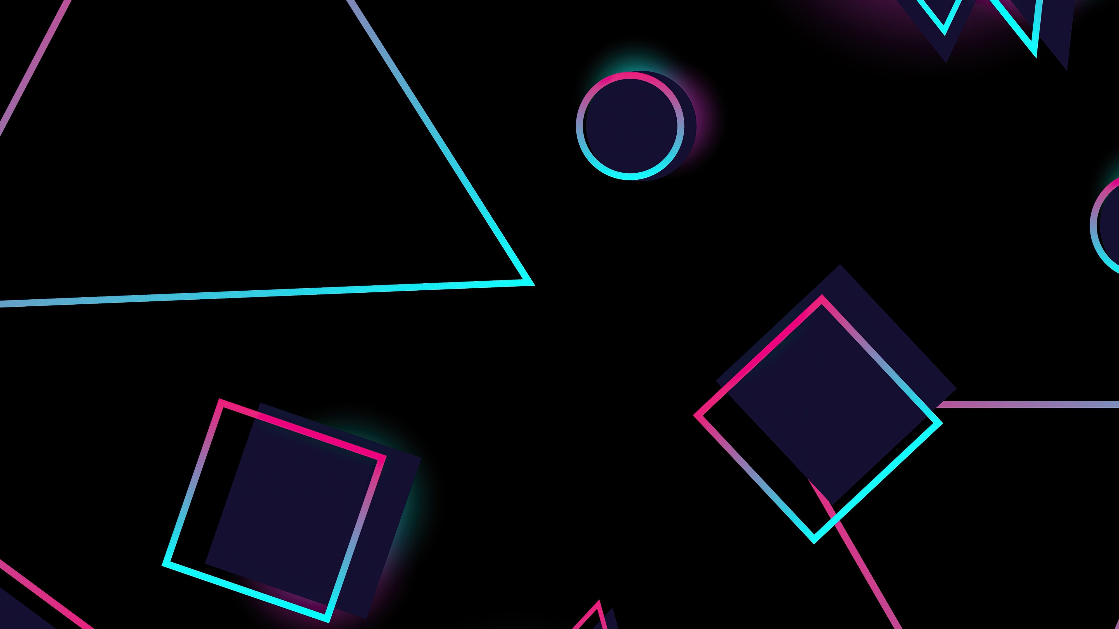 3840x2160 Wallpaper 4k Neon Circles And Triangle 4k Neon Circles And Triangle 4k wallpaper, Desktop