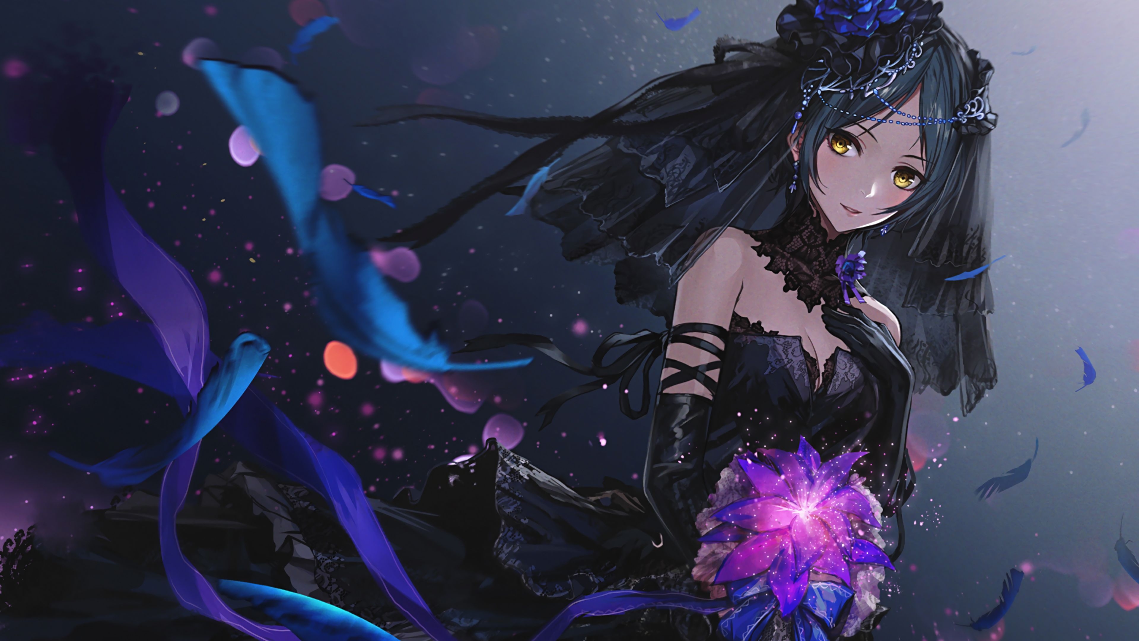 3840x2160 Dark Purple Anime Wallpaper, Desktop