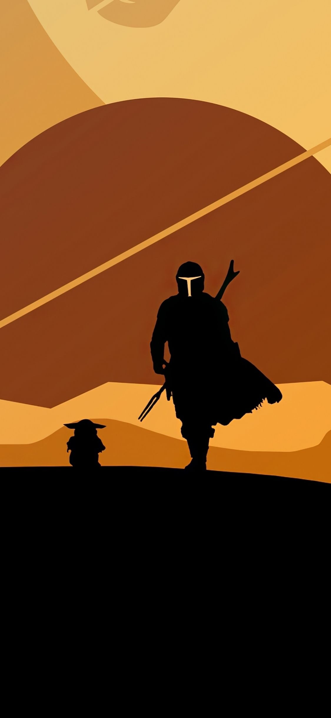 1130x2440 Download  wallpaper the mandalorian and yoda, minimal, silhouette, artwork, iphone x  HD image, background, 24513, Phone