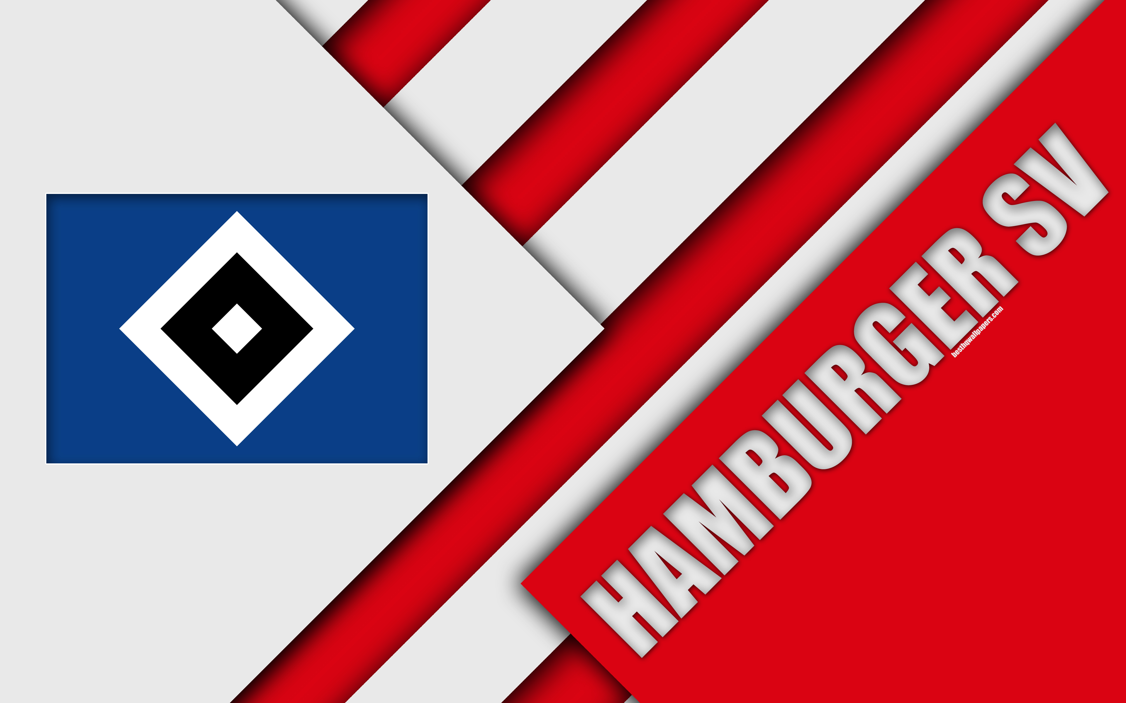 3840x2400 Download wallpaper Hamburger SV, 4k, red white abstraction, Desktop