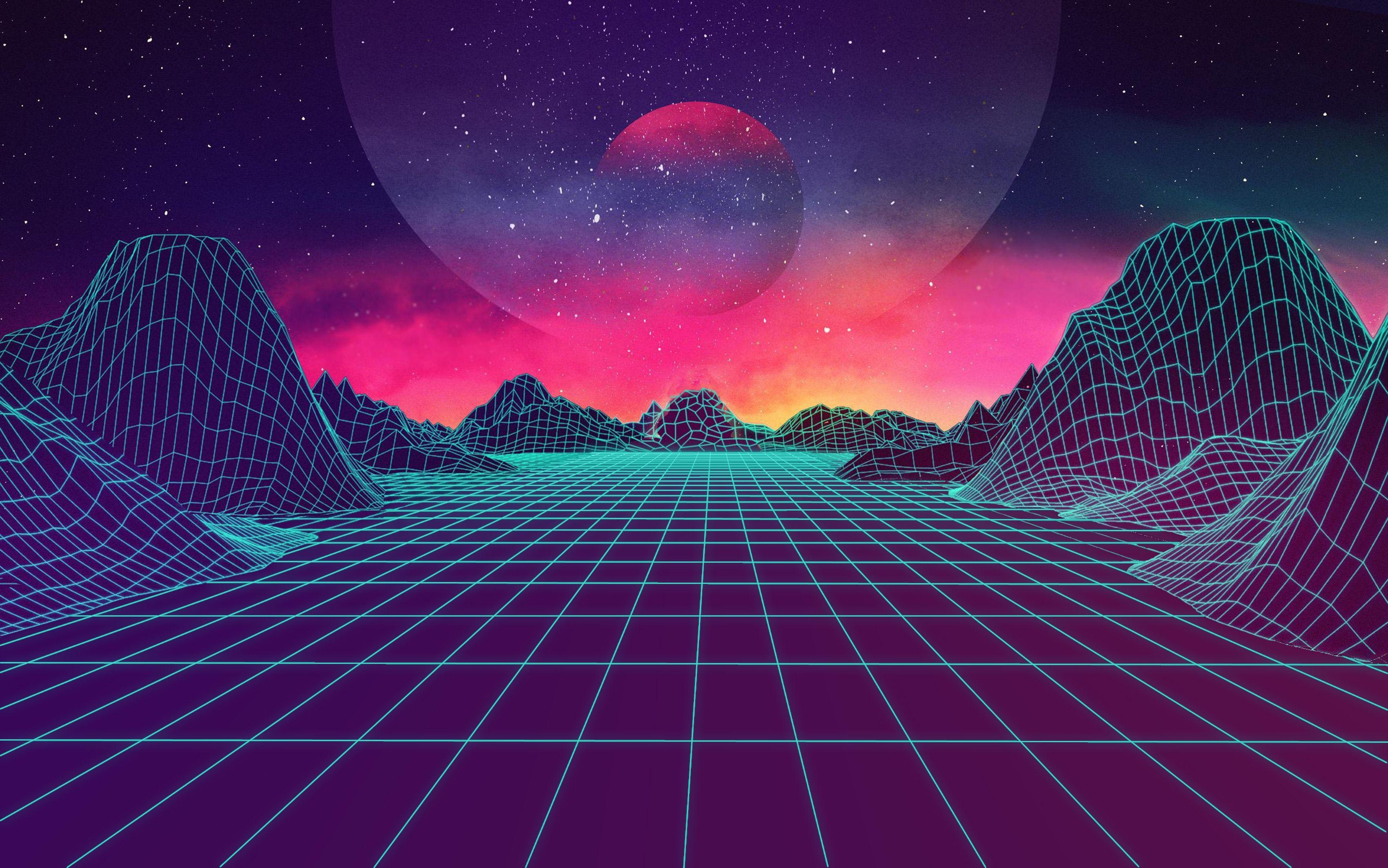 3410x2130 Retrowave Wallpaper, Desktop