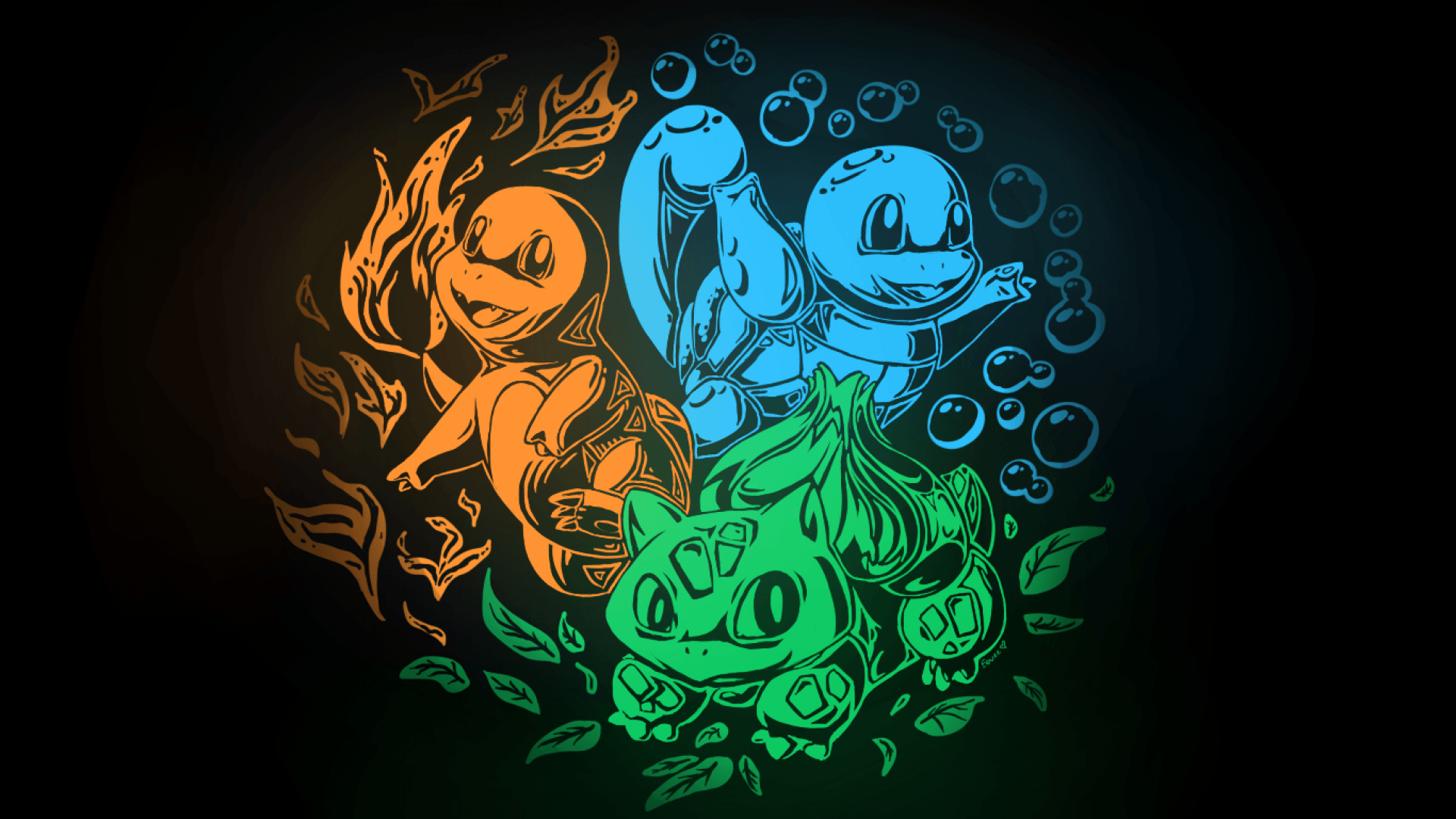 1920x1080 Simply: Bulbasaur Charmander Pokemon Squirtle kanto, Desktop