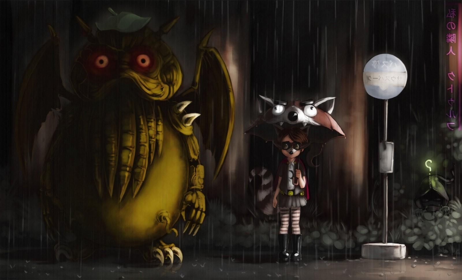 1600x980 My Neighbor Totoro, Fan Art, Cthulhu, Studio Ghibli, Artwork, Desktop