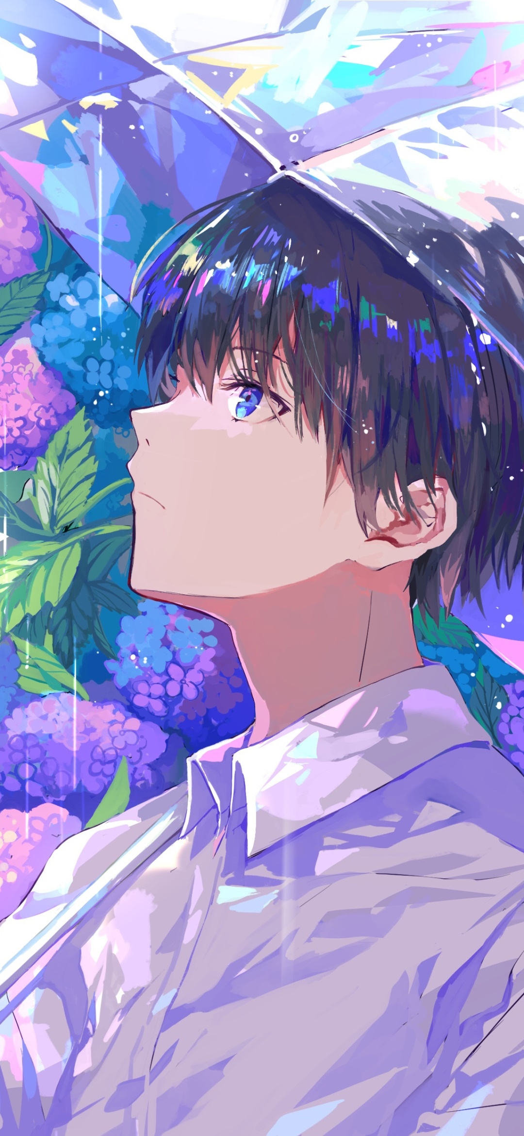 1080x2340 Wallpaper / Anime Boy Phone Wallpaper, Umbrella, Rain,  free download, Phone