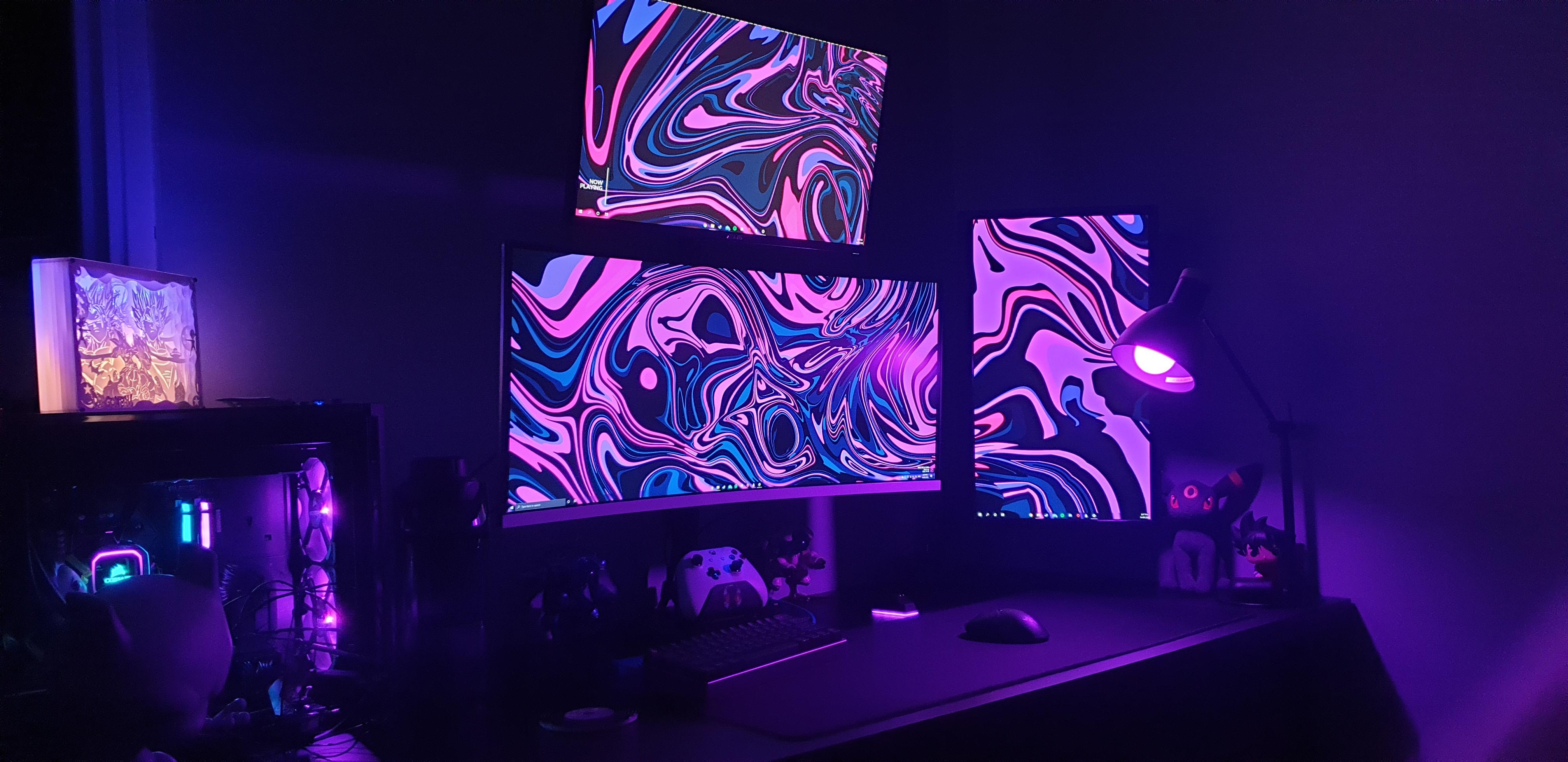 4040x1960 Got them purple vibes: battlestations, Dual Screen