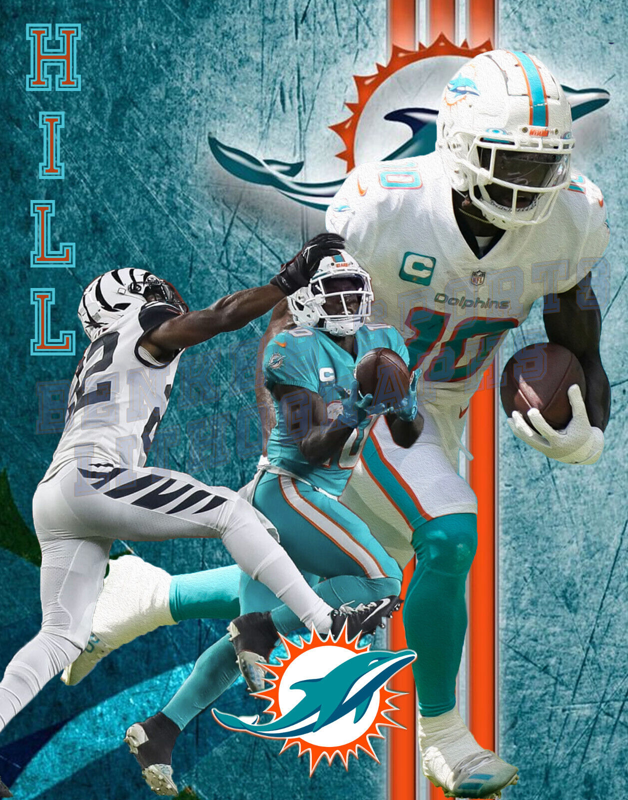 1260x1600 Miami Dolphins Lithograph print of Tyreek Hill 2022 11 x 14, Phone