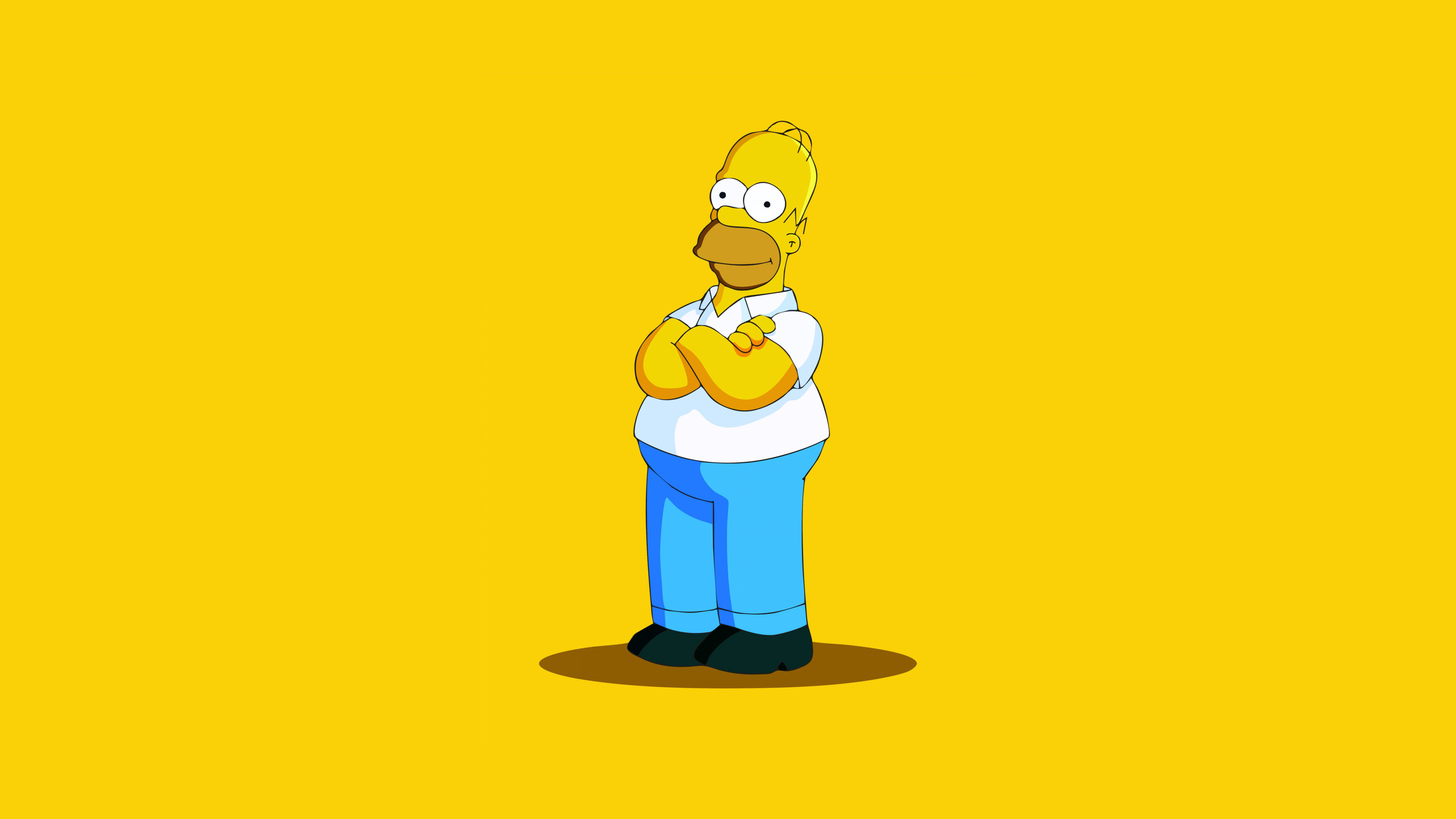 4480x2520 Homer Simpson Wallpaper 4K, The Simpsons, Yellow background, Desktop