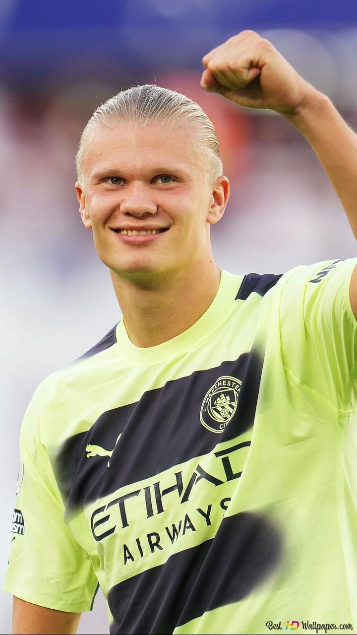 720x1280 Manchester City young football player Erling Haaland hand sign 2K wallpaper download, Phone