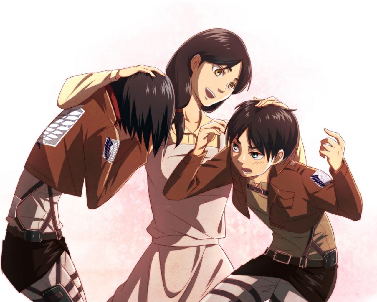 1280x1030 Anime Attack On Titan Carla Yeager Mikasa Ackerman Eren Yeager, Desktop