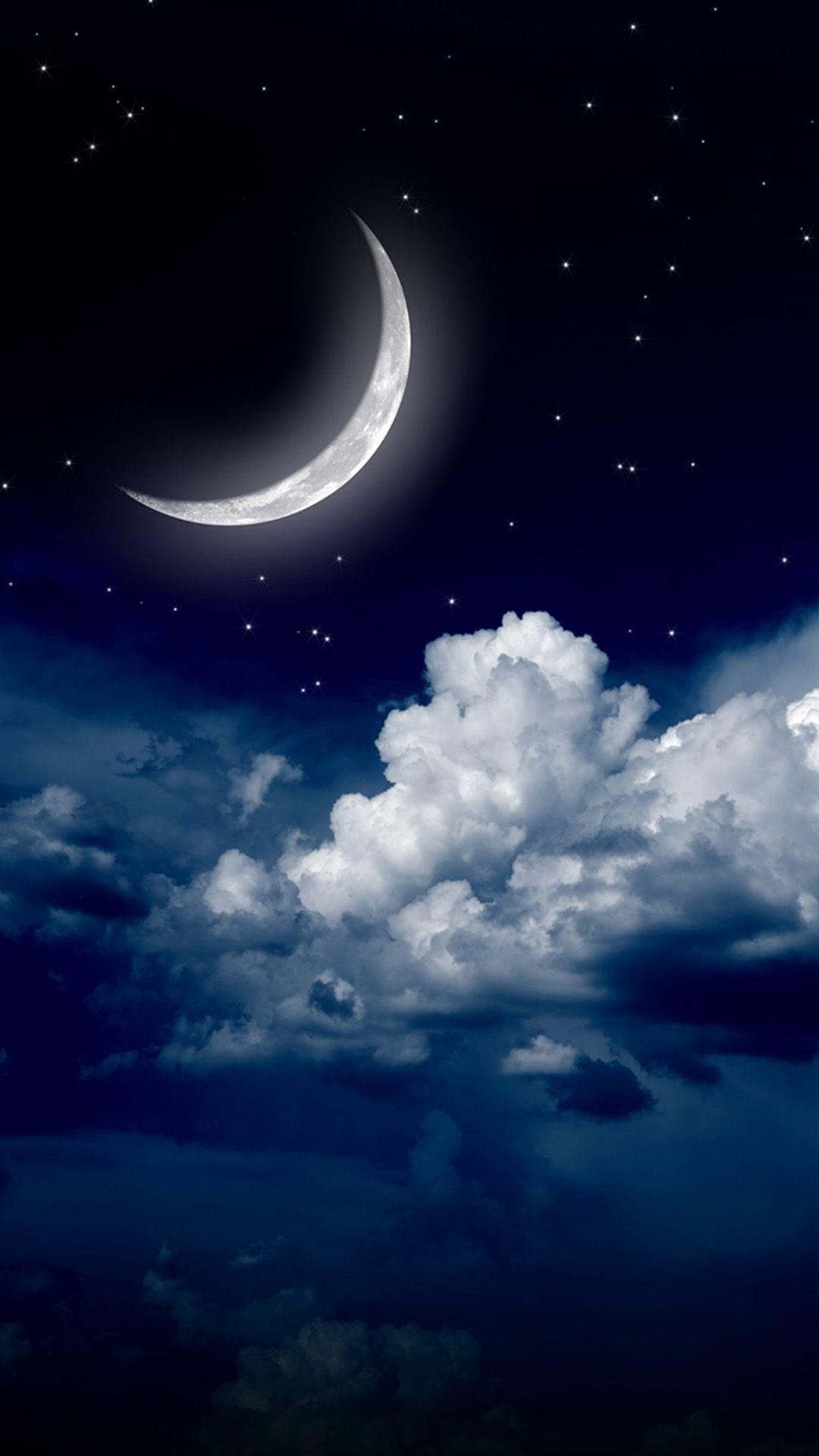 1080x1920 Sky clouds moon. iPhone wallpaper of night stars view and scenery, Phone