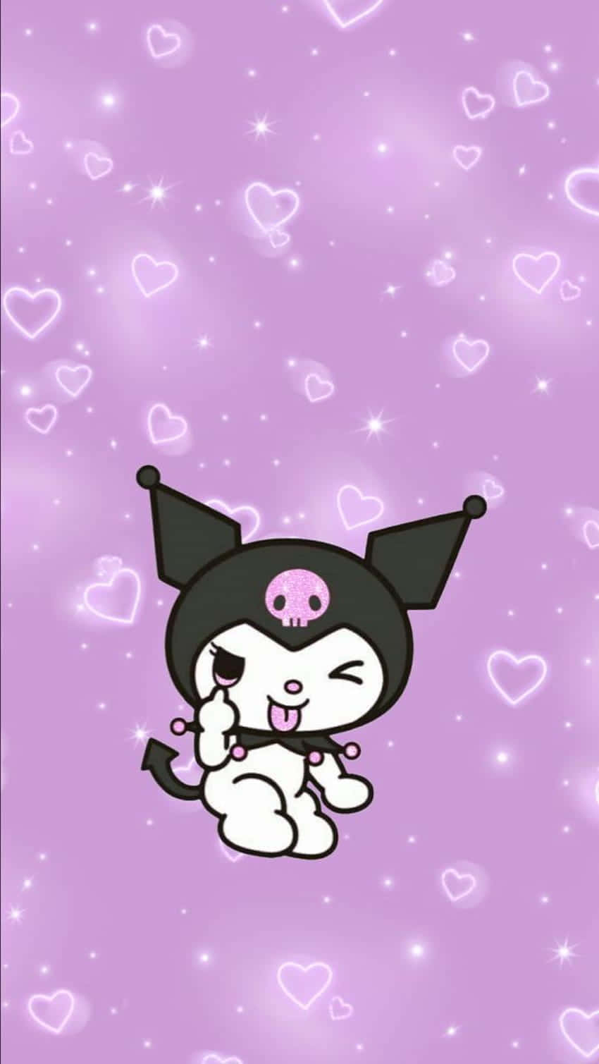 850x1510 Download Cute Kuromi Silly Face Violet Wallpaper, Phone