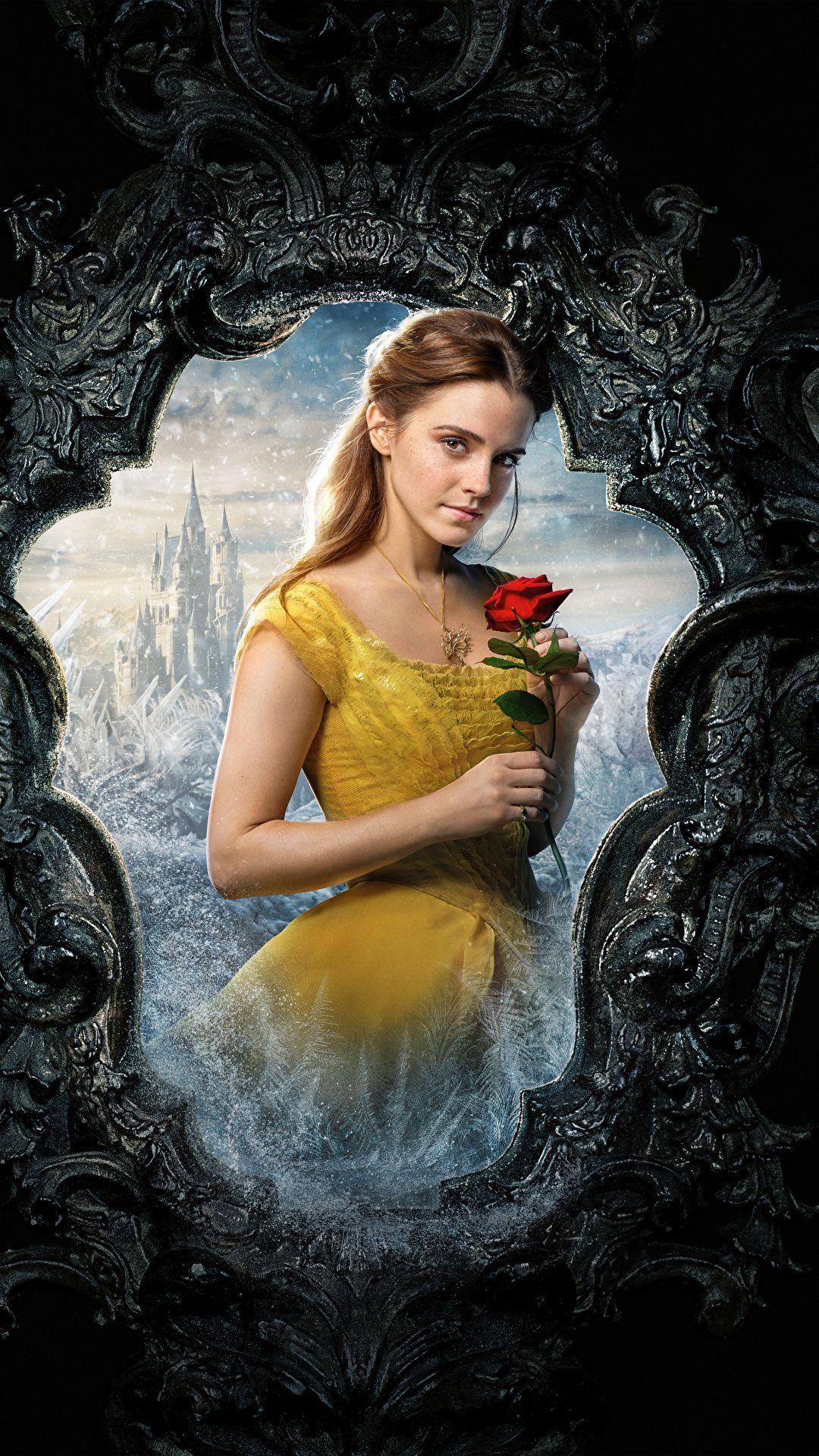 1080x1920 Photos Beauty and the Beast 2017 Emma Watson Girls Roses, Phone