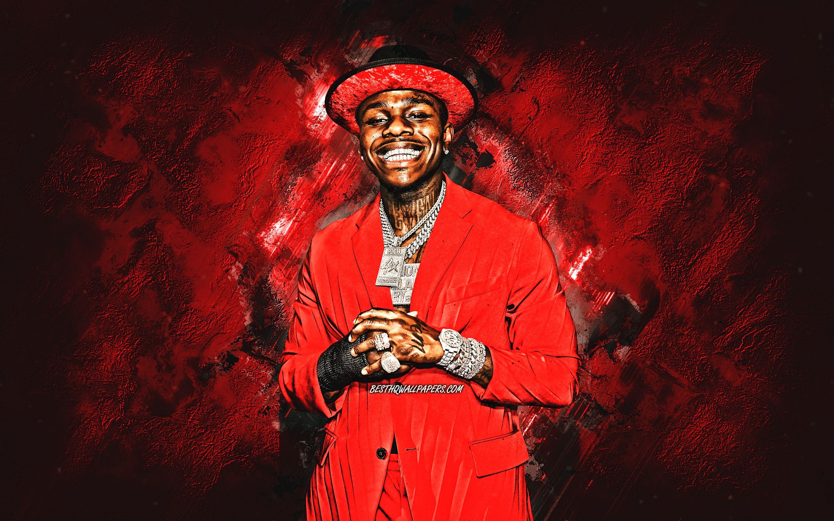 2880x1800 Download wallpaper DaBaby, american rapper, portrait, Jonathan Lyndale Kirk, red stone background, popular singers for desktop with resolution. High Quality HD picture wallpaper, Desktop