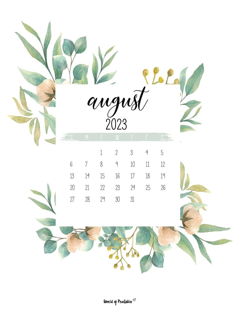 800x1030 Best August 2023 Calendars, Phone