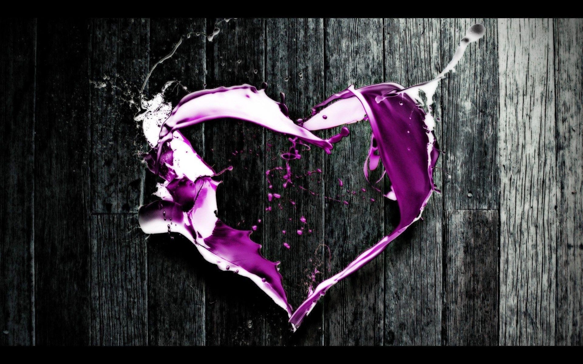 1920x1200 Purple Love Heart on Wooden Surface Free and Wallpaper, Desktop