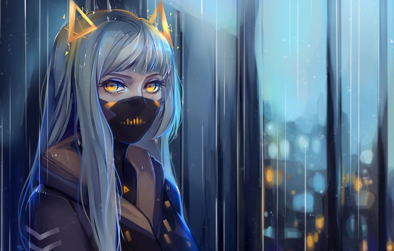 1340x850 Anime Mask Girl Wallpaper Free Anime Mask Girl Background, Desktop