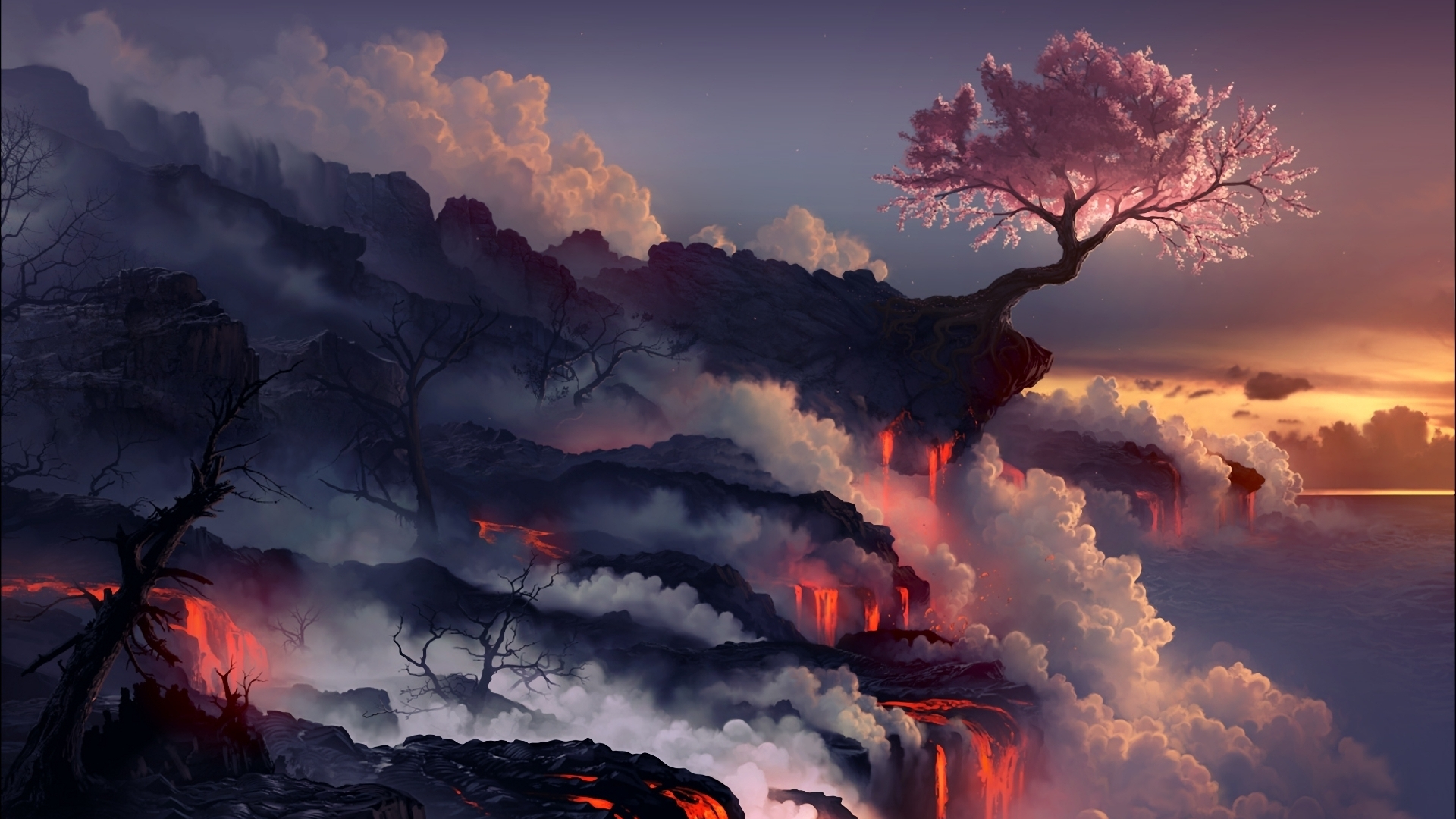 3840x2160 Lava with Cherry Tree. [], Desktop