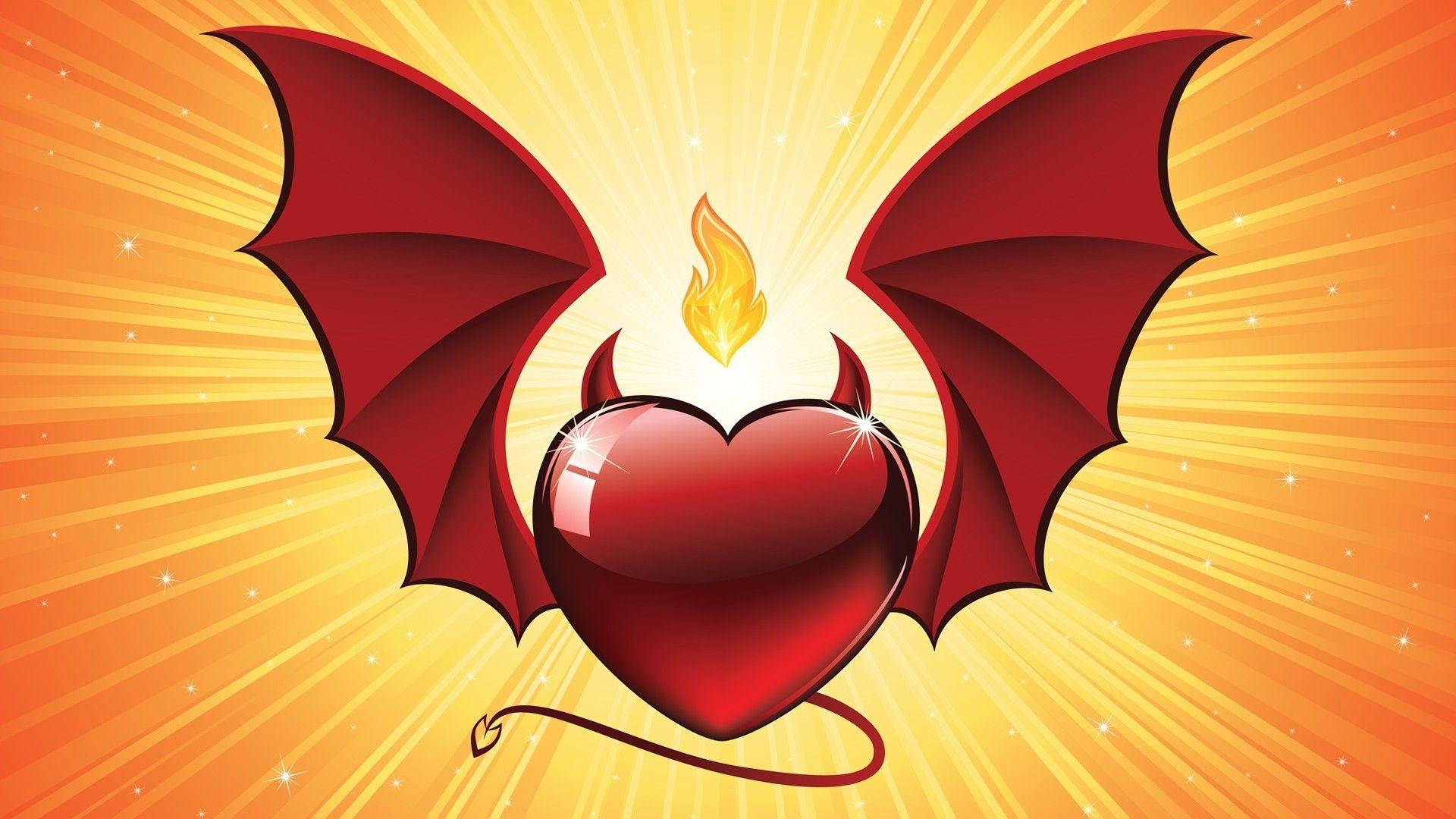 1920x1080 flying devil heart valentines day HD wallpaper. Best Free HD Wallpaper, Desktop