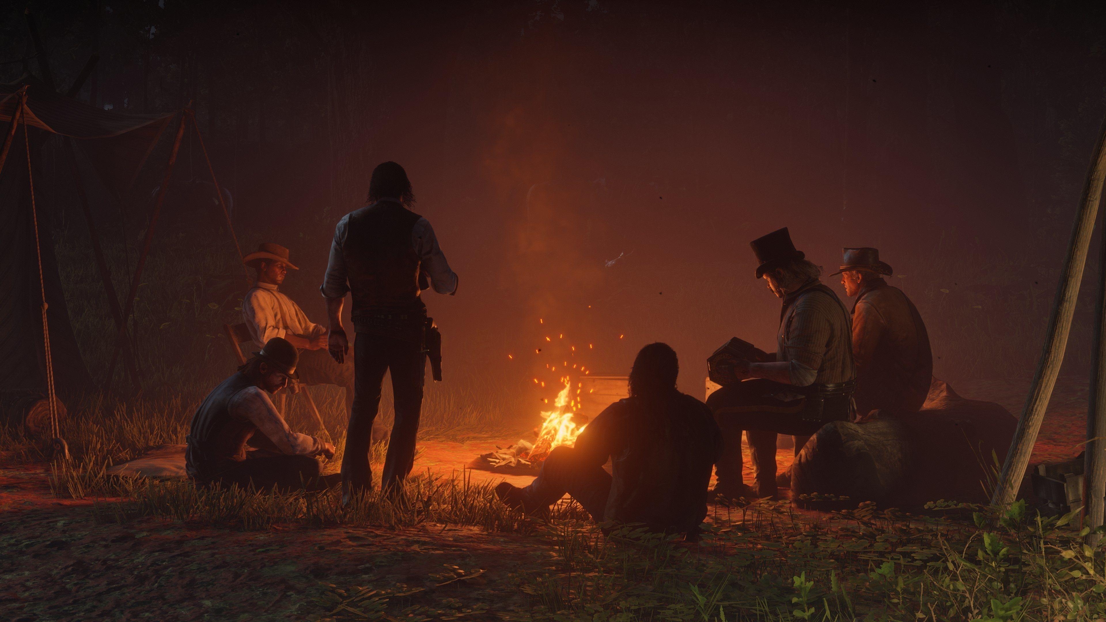 3840x2160 Download  Wallpaper Bonfire, Outdoor, Red Dead Redemption 2, Desktop