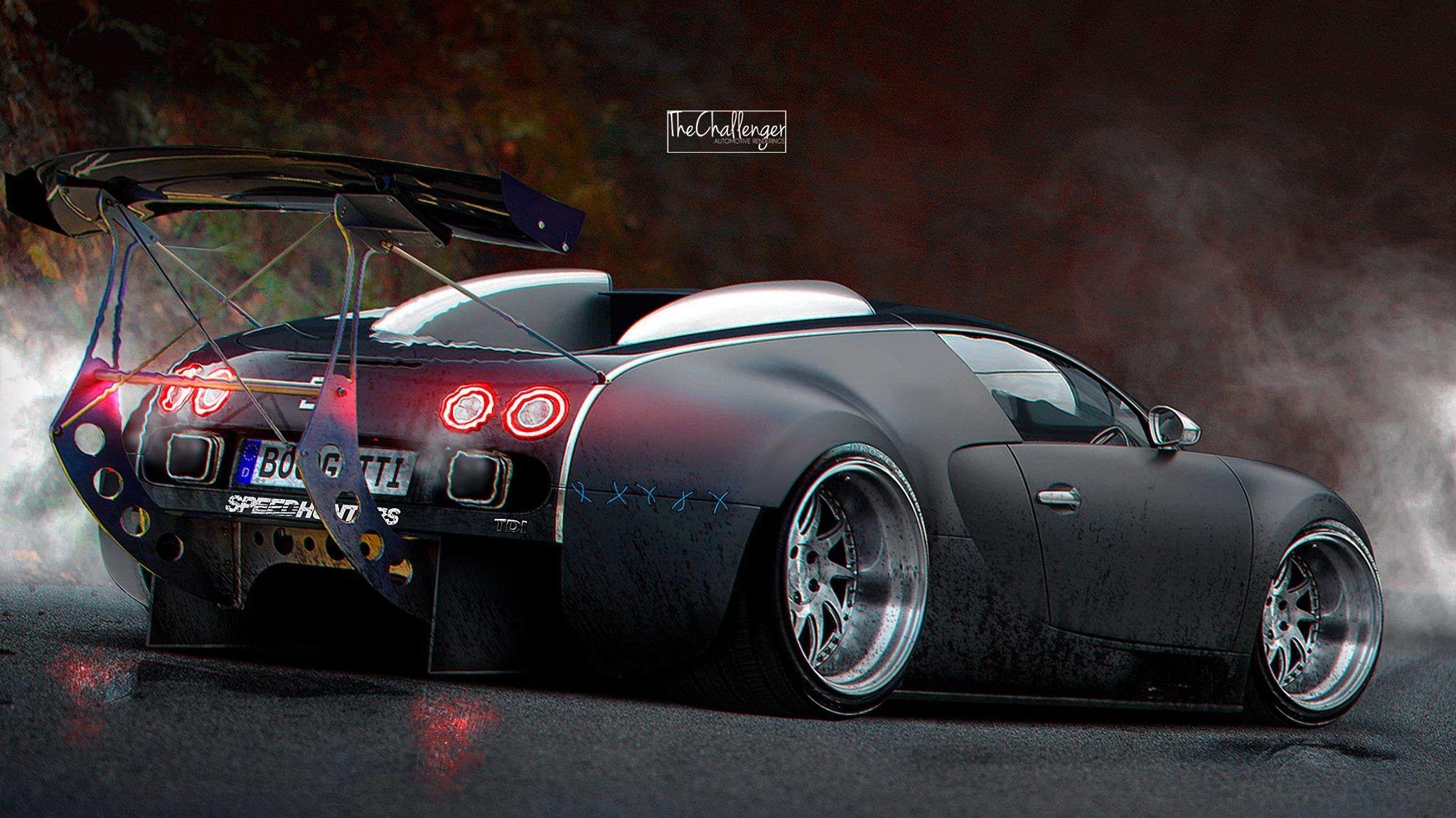 2050x1160 Bugatti Veyron Gets Stanced, Luckily It's a Rendering, Desktop