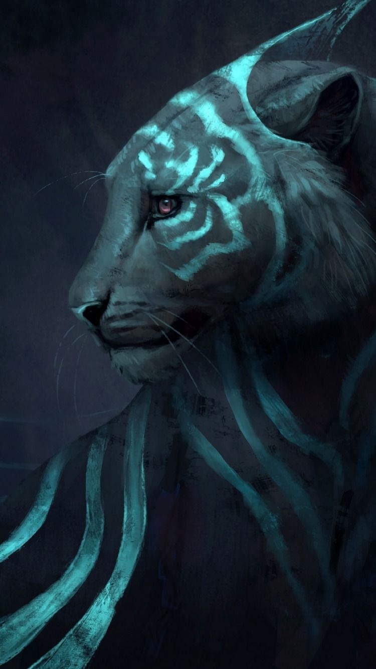 750x1340 Tiger, art, fantastic, predator wallpaper. Mythical creatures art, Mythical creatures, Android art, Phone