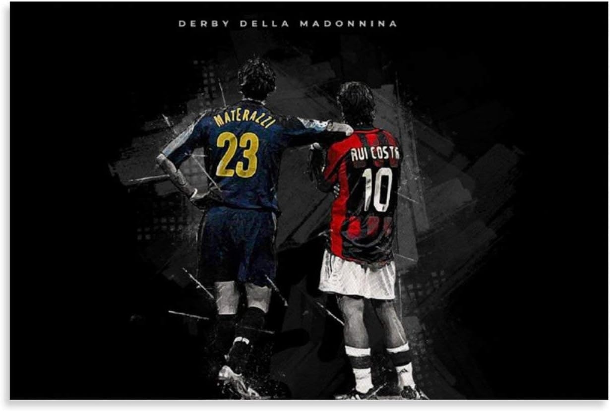 1230x830 Marco Materazzi Rui Costa Poster de football sur toile Décoration murale pour bureau, salon, dortoir, maison, Desktop