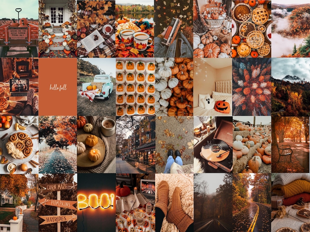 1080x810 Cozy Autumn Wall Collage Kit 75 PCS Fall Aesthetic Soft, Desktop