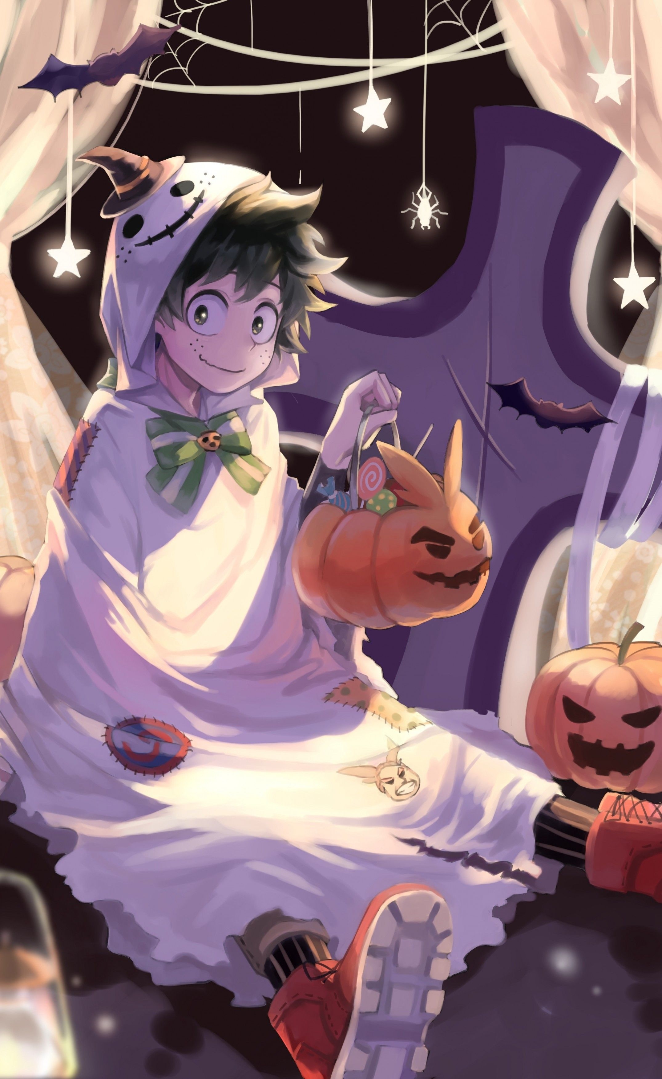 2150x3500 Download  Midoriya Izuku, Boku No Hero Academia, Smiling, Halloween Wallpaper, Phone