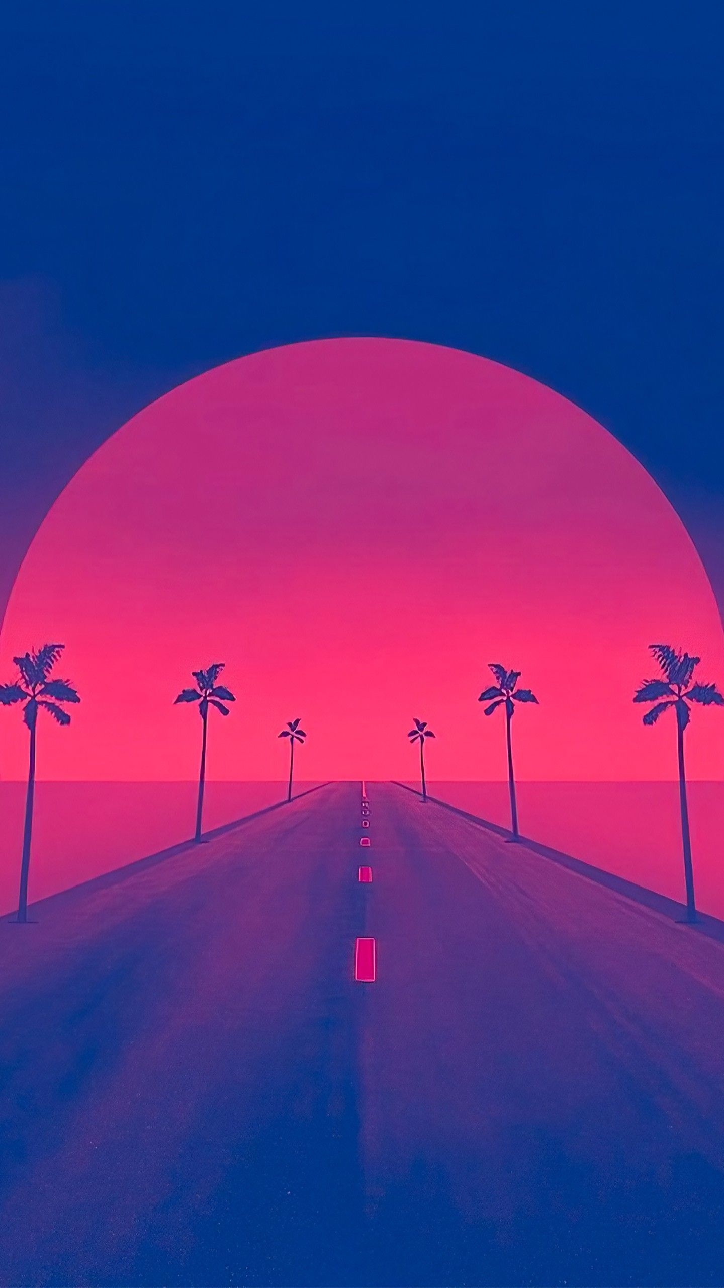 1440x2560 Retrowave Sunset 4K Wallpaper, Phone