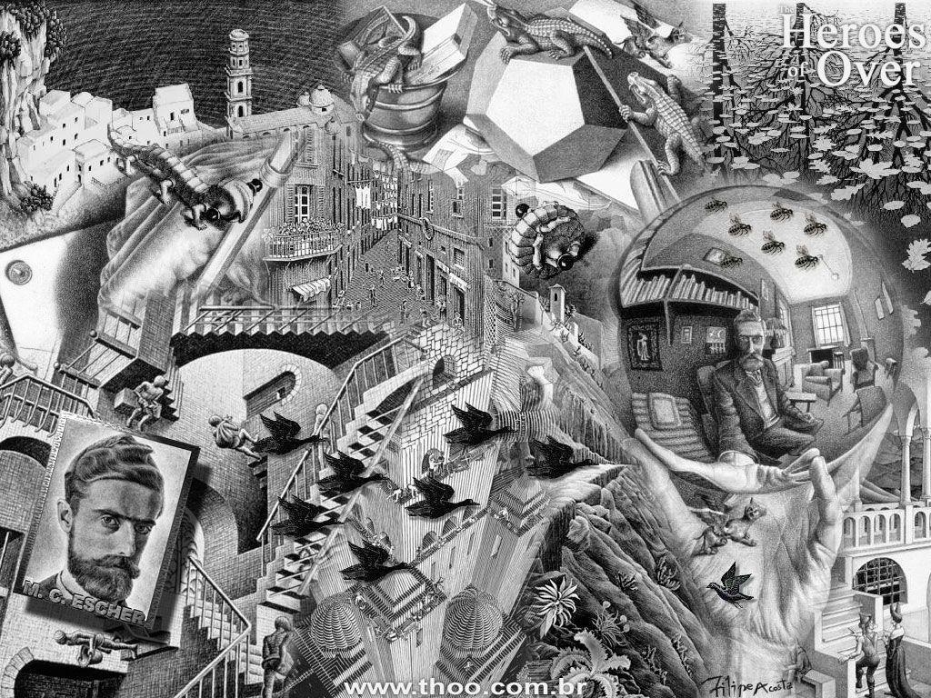 1030x770 MC Escher Artwork Pins, Desktop