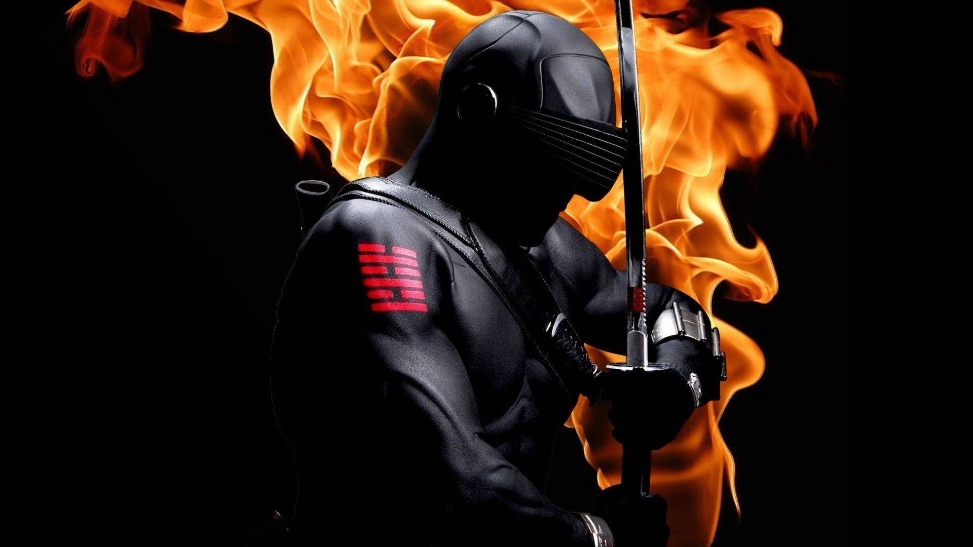 1920x1080 Snake Eyes (G.I. Joe) with sword on fire, Desktop