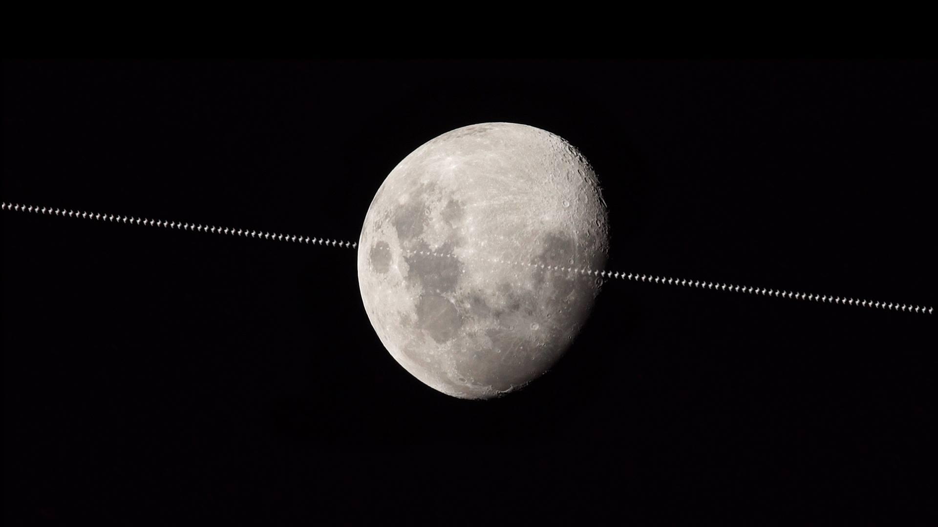 1920x1080 ISS crosses the moon's face. Today's Image, Desktop