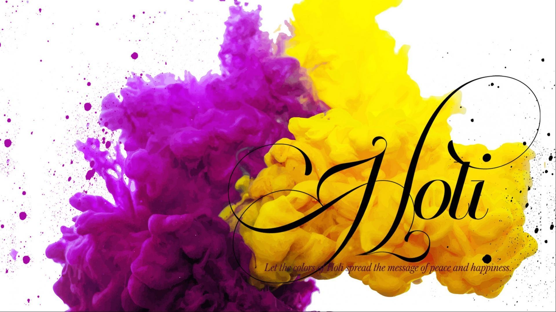 1920x1080 HD Holi Wallpaper with Yellow and Purple Color Wallpaper, Desktop