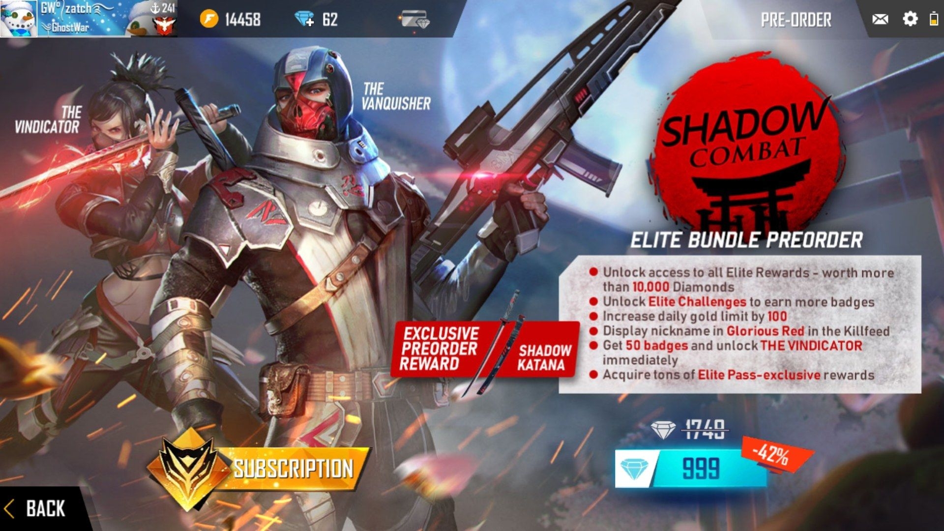 1920x1080 Free Fire Elite Pass Shadow Combat, Desktop