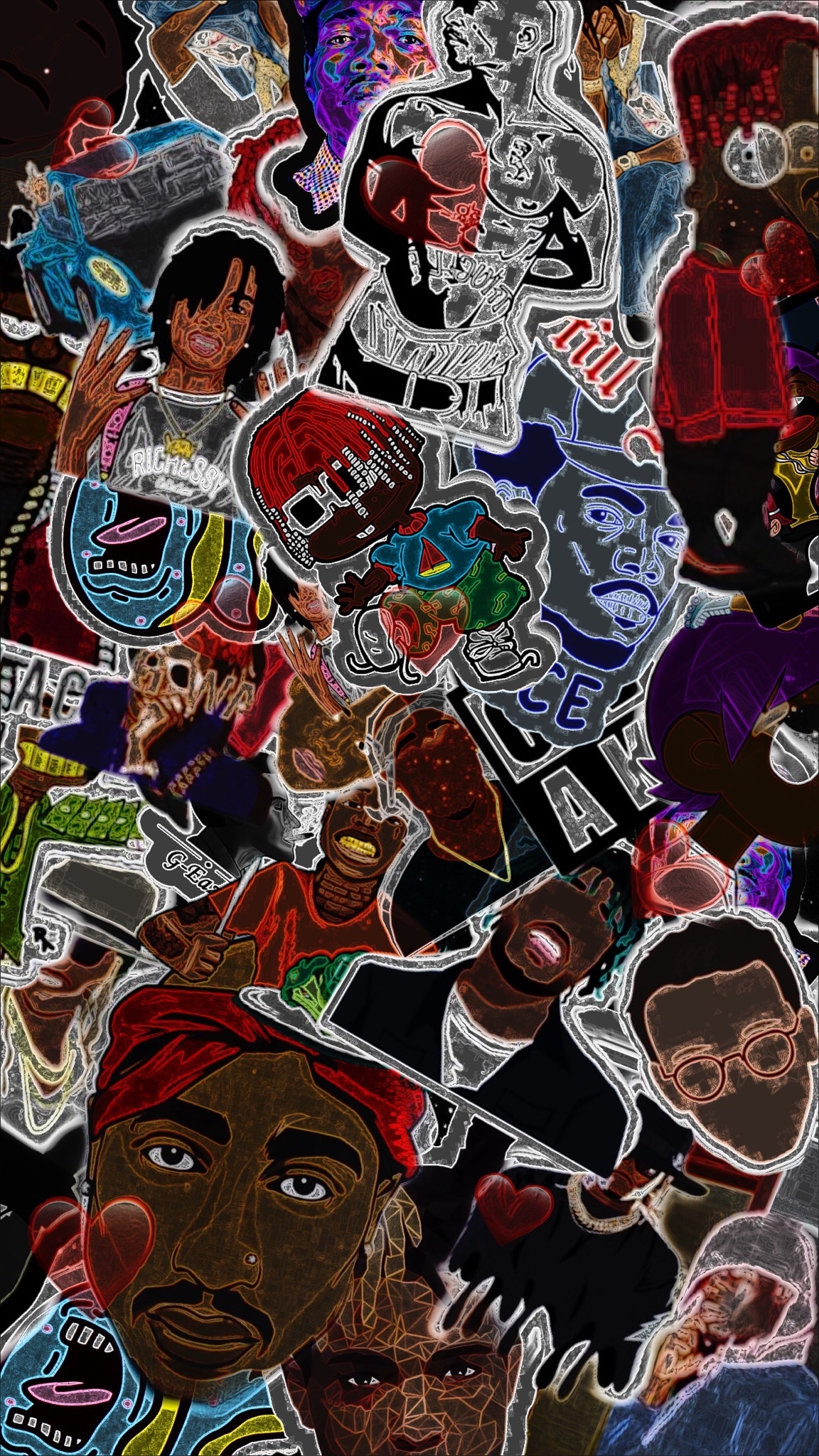 1160x2050 OG Rappers Sticker bomb Wallpaper & 2018 Rappers Sticker, Phone