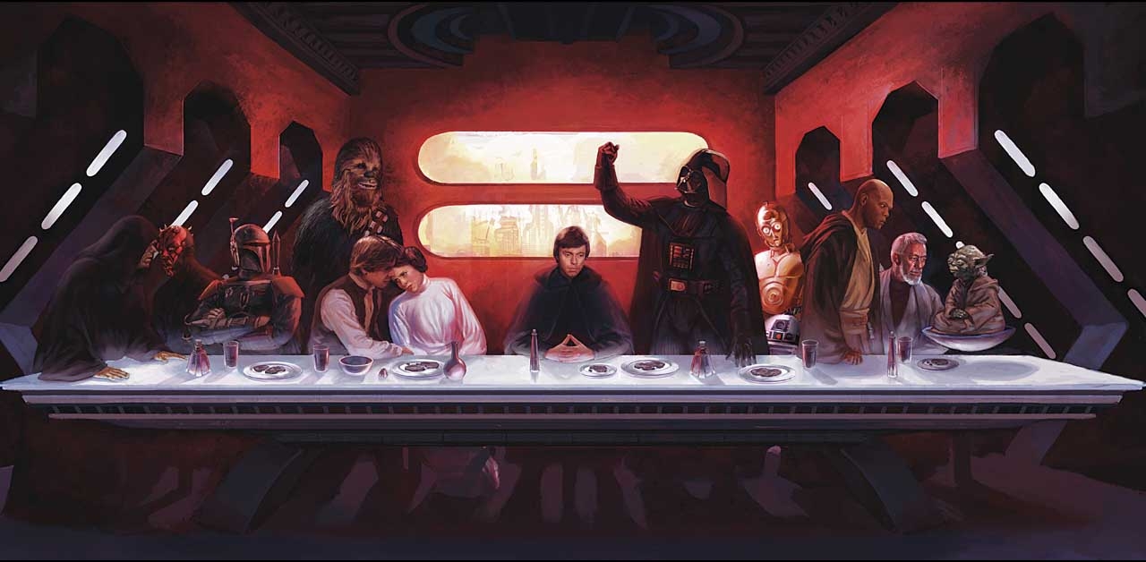 1280x630 Boba Fett Fan Club Last Supper Inspired by The Last Supper by Leonardo da Vinci #StarWars #FanArt #Thanksgiving, Dual Screen