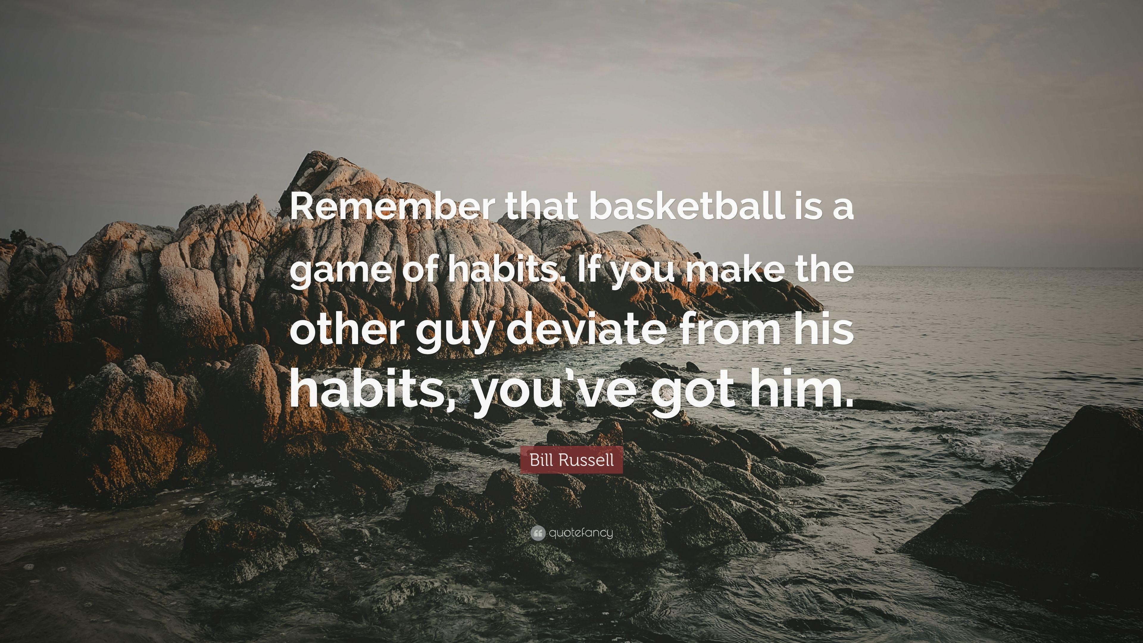 3840x2160 Bill Russell Quote: “Remember that basketball is a game of habits, Desktop