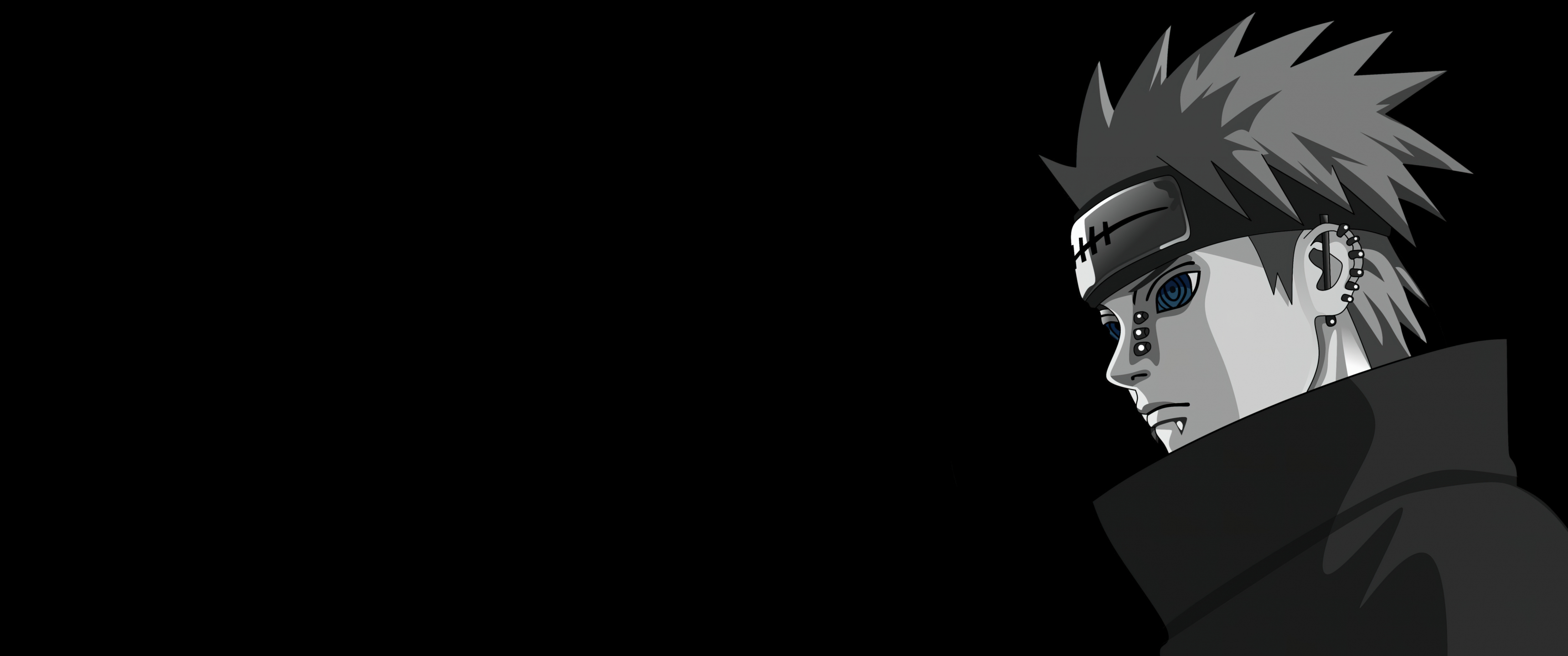 3440x1440 Yahiko Wallpaper 4K, Pain, Naruto, Black background, Dual Screen