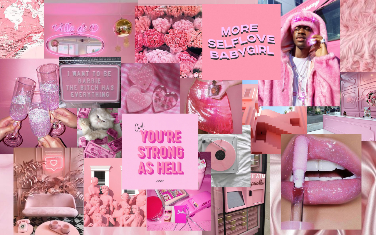 1280x800 Pink Baddie Aesthetic Collage, Desktop