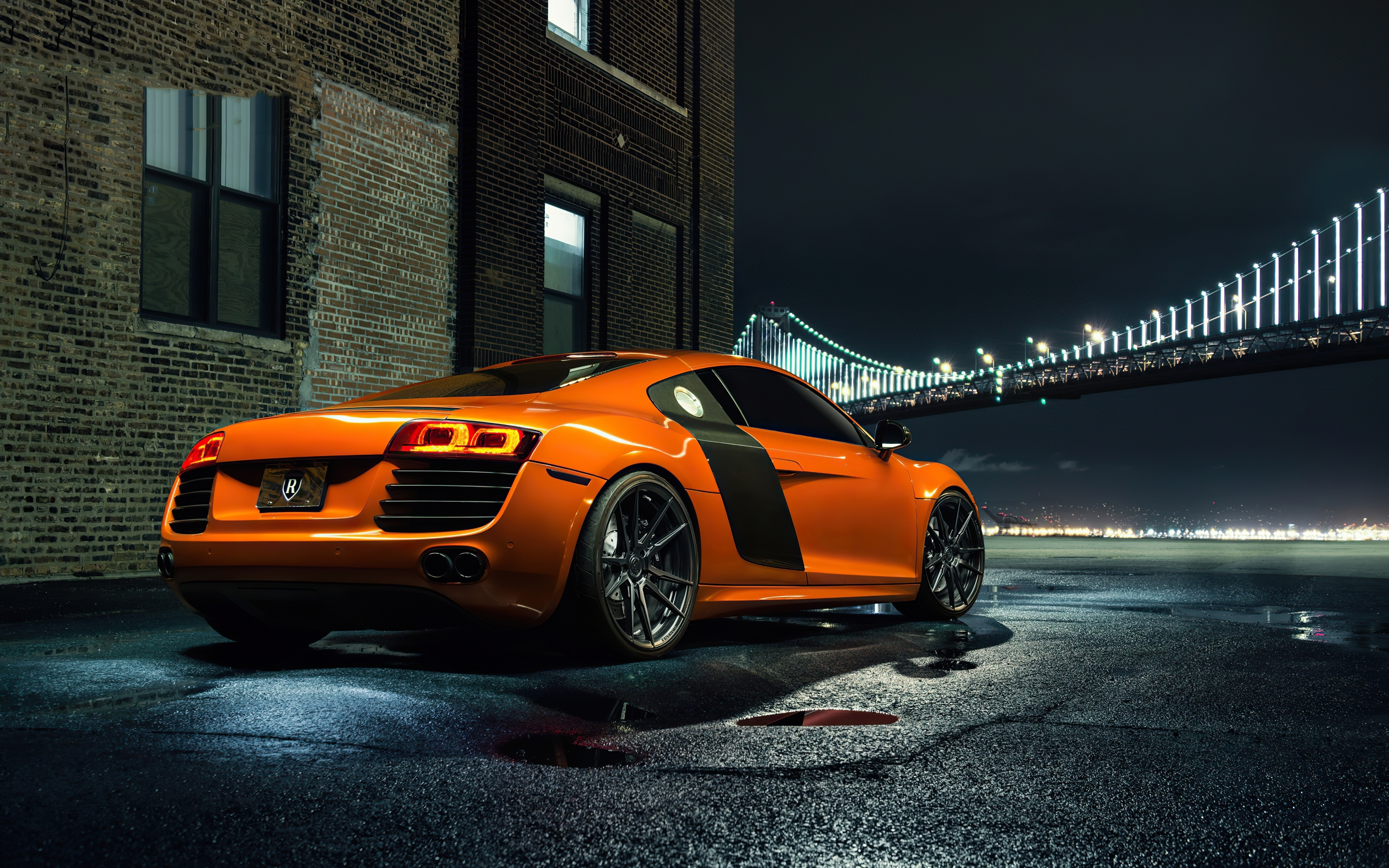 3840x2400 Download Wallpaper  Orange Car, Rear View, Audi R8 4k Wallaper, 4k Ultra HD 16:10 Wallpaper,  HD Background, 24998, Desktop