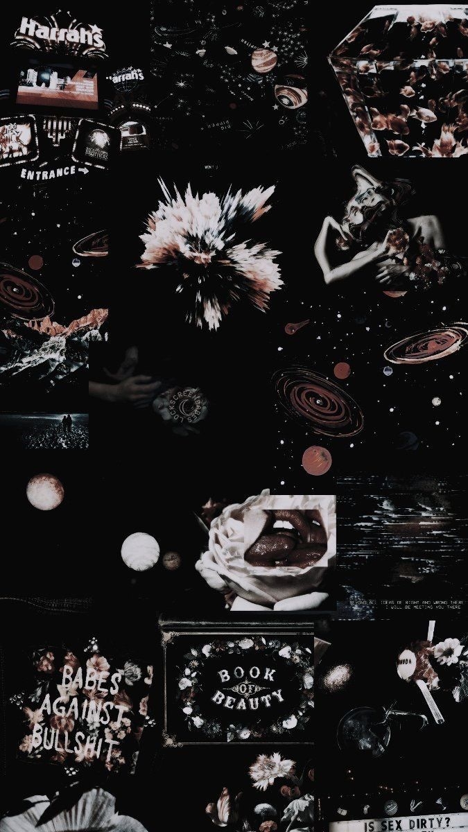 680x1200 Black And Grey Aesthetic Collage Wallpaper, Phone