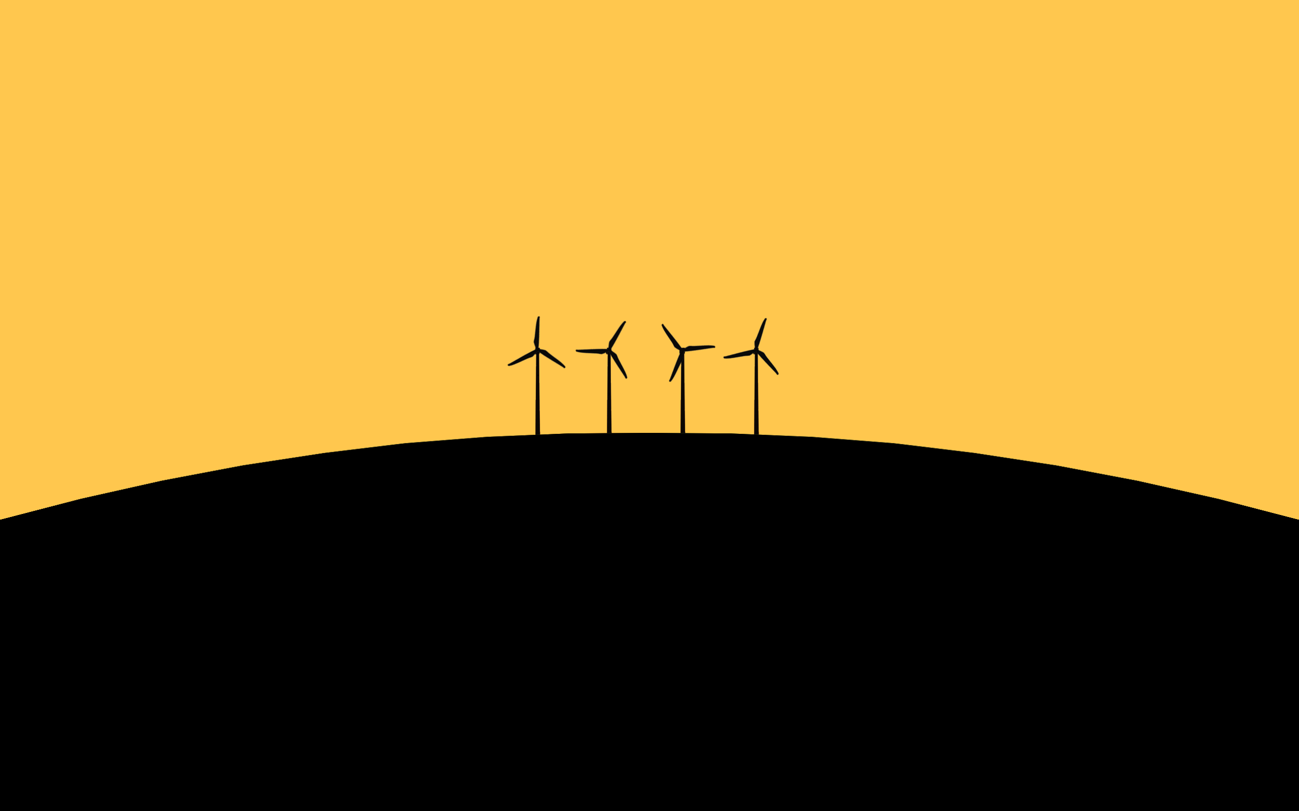 2560x1600 wind turbine, #artwork, #black, #simple background, #yellow, Desktop