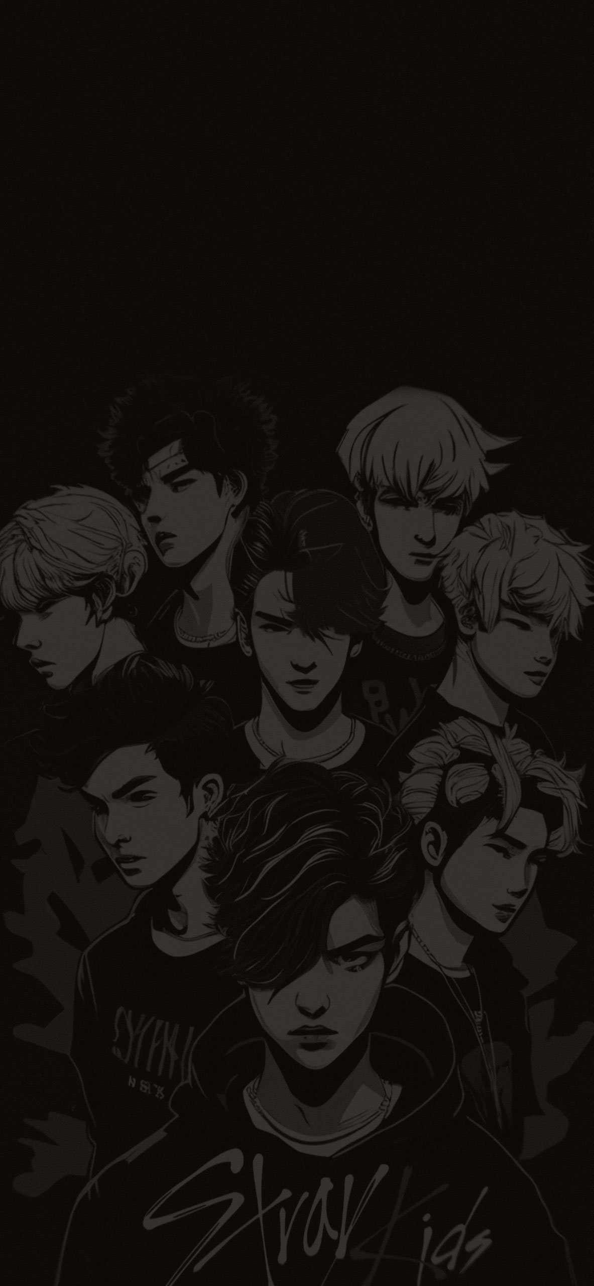 1190x2560 Stray Kids Black Wallpaper Phone SKZ Wallpaper OT8, Phone