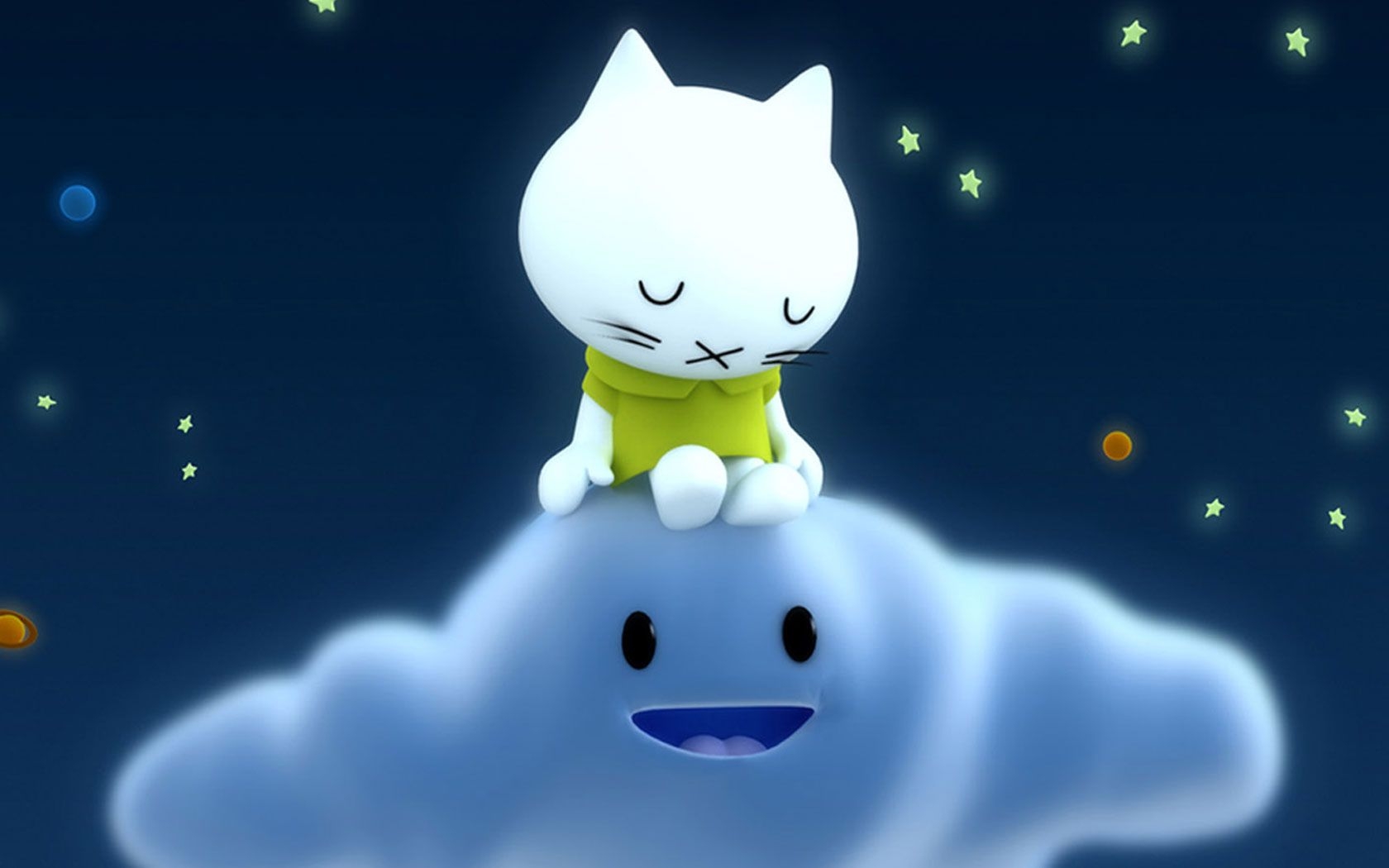 1680x1050 Cute Cartoon Cat Wallpaper, Desktop