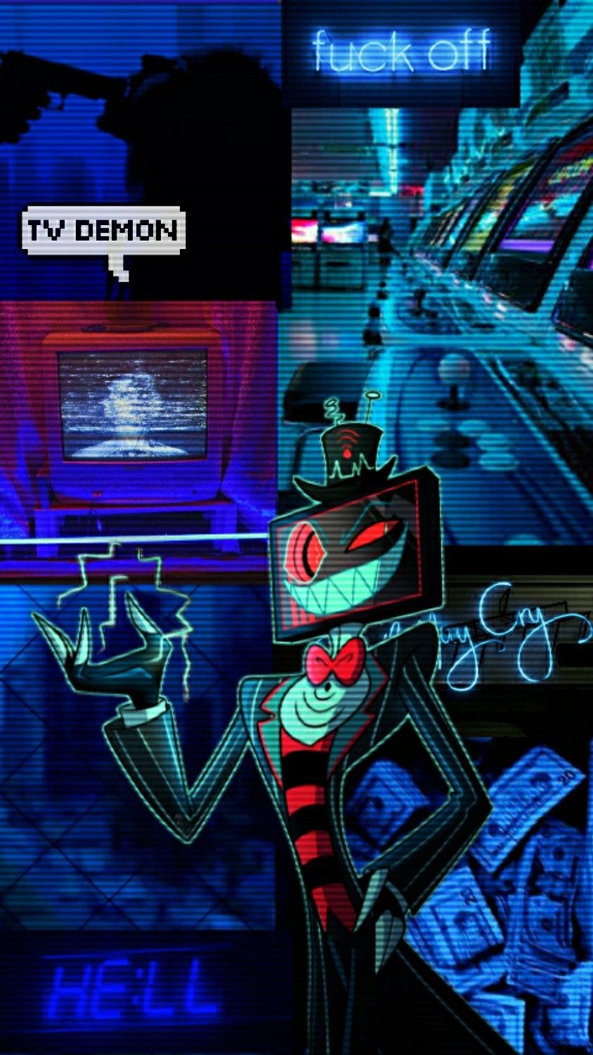 850x1500 Hazbin Hotel Vox Aesthetic Glitch Wallpaper, Phone