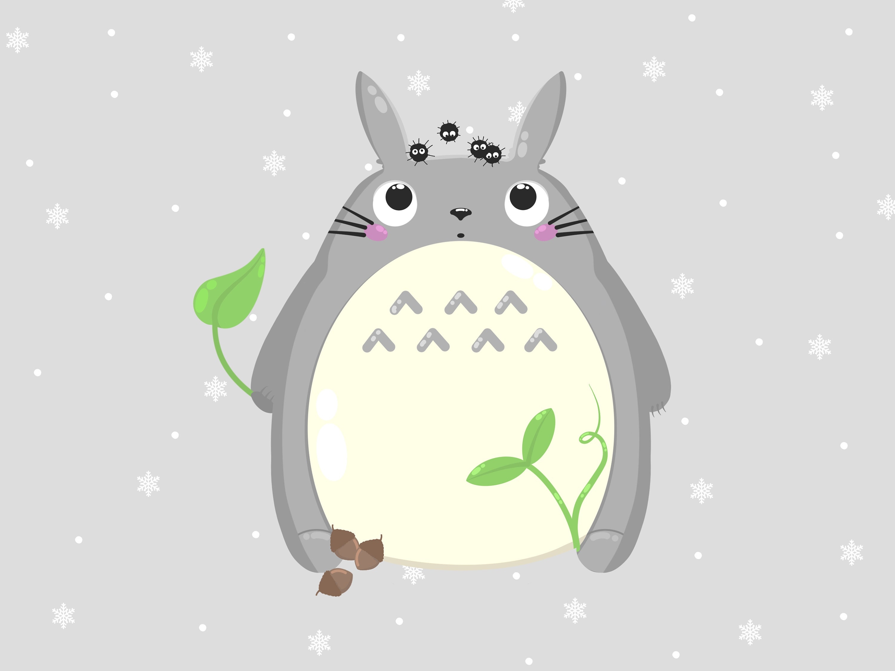 3000x2250 Cute Totoro Inspired Mobile Tablet Wallpaper Soot Sprite, Desktop