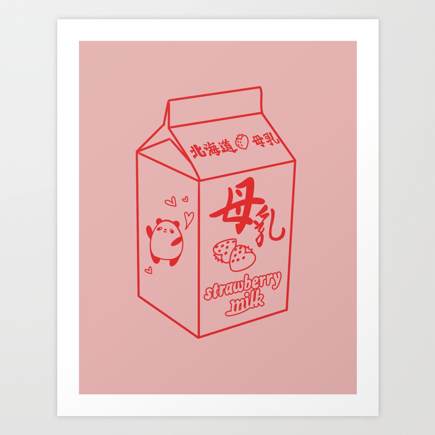 1500x1500 Kawaii Strawberry Milk Art Print, Phone