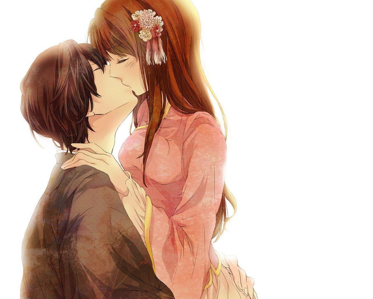 1280x1030 Anime Love Couple Kissing, Desktop